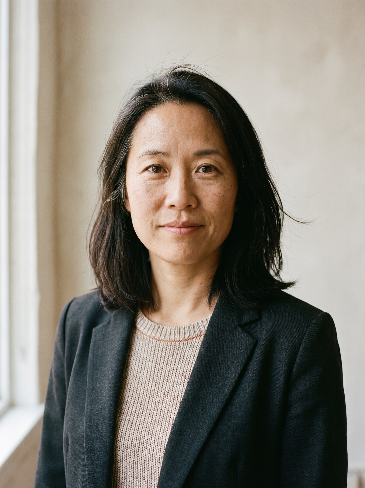 Maya Chen — portrait, seated in warm window light against a plaster wall